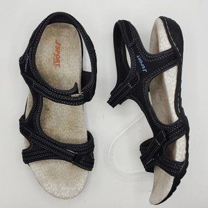 J Sport By Jambu womens 10M Black Strappy 2 way Adjustable Sandals